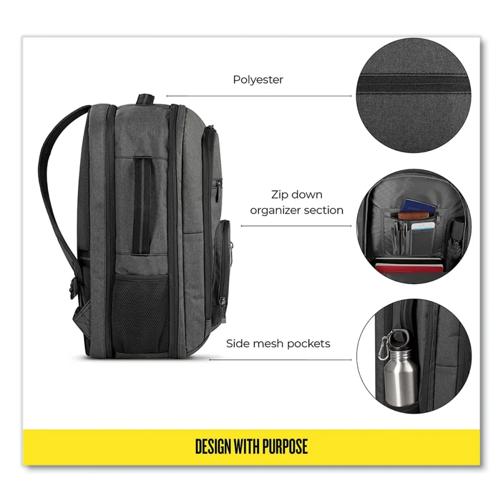 Solo Grand Travel TSA Backpack, 17.3", 11.88 x 7 x 19, Dark Gray - Image 4