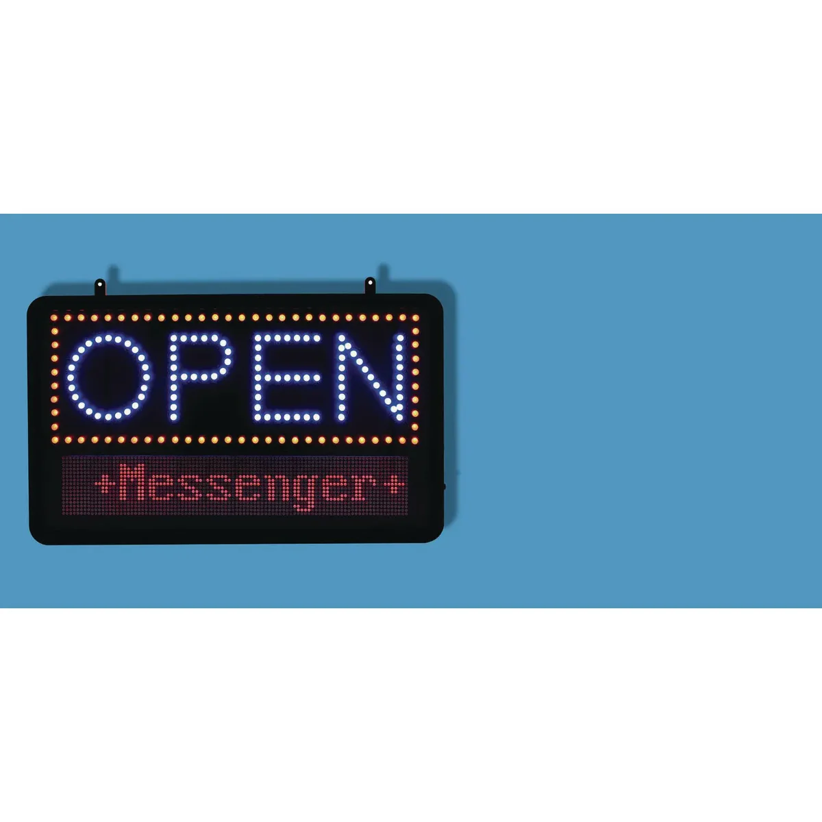 Alpine Industries LED Programmable Message Board Open Sign, 22 x 13, Black Frame, Blue/Red Graphics - Image 2