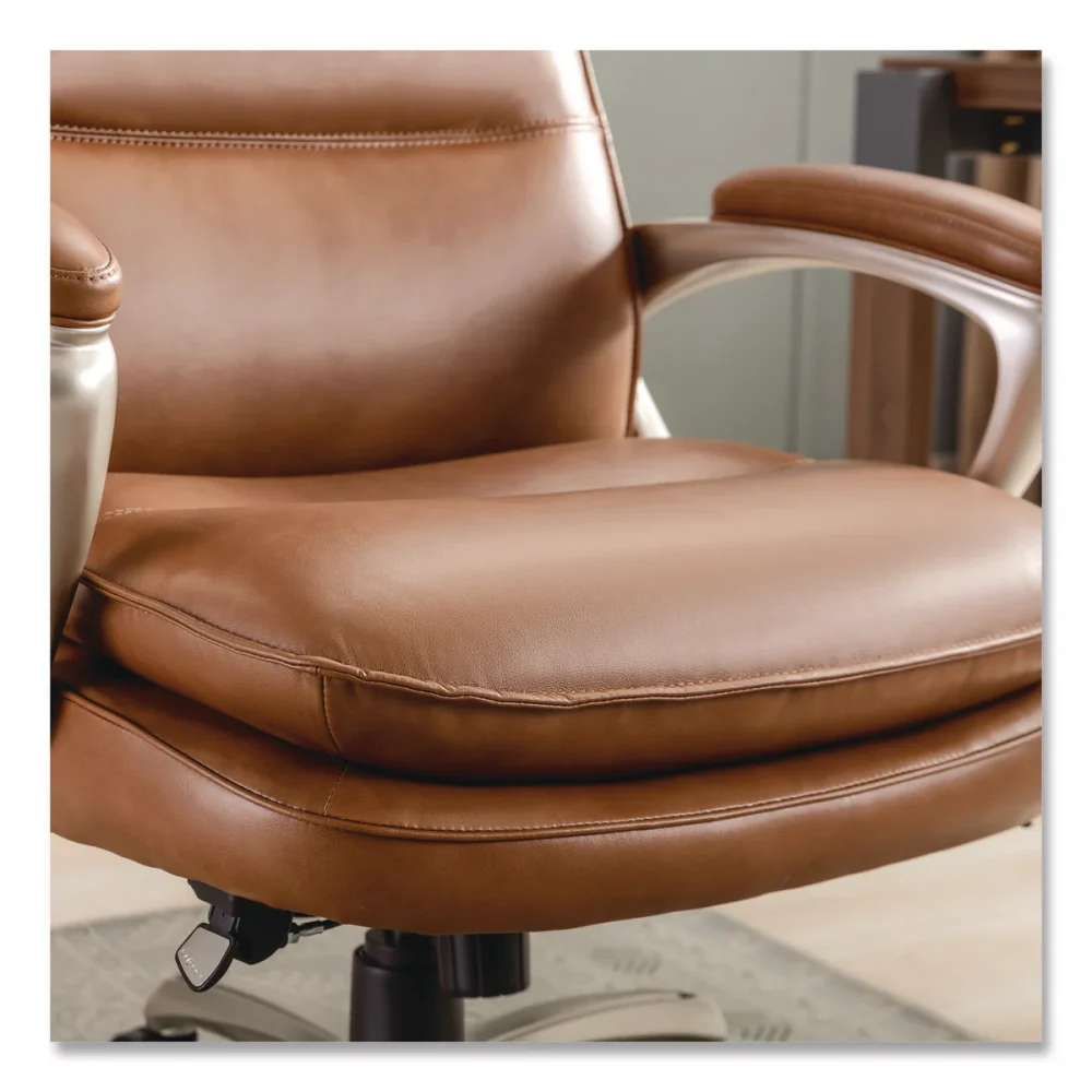 La-Z-Boy® Jenkins Executive Big and Tall Chair, Supports Up to 400 lb, 20" to 23" Seat Height, Brown Seat/Back, Silver/Black Base - Image 8