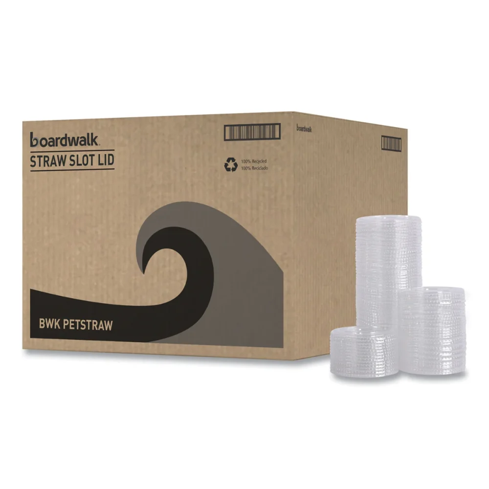 Boardwalk® PET Cold Cup Lids, Fits 14 oz to 24 oz Cold Cups, Plastic, Clear, 100/Sleeve, 10 Sleeves/Carton - Image 2
