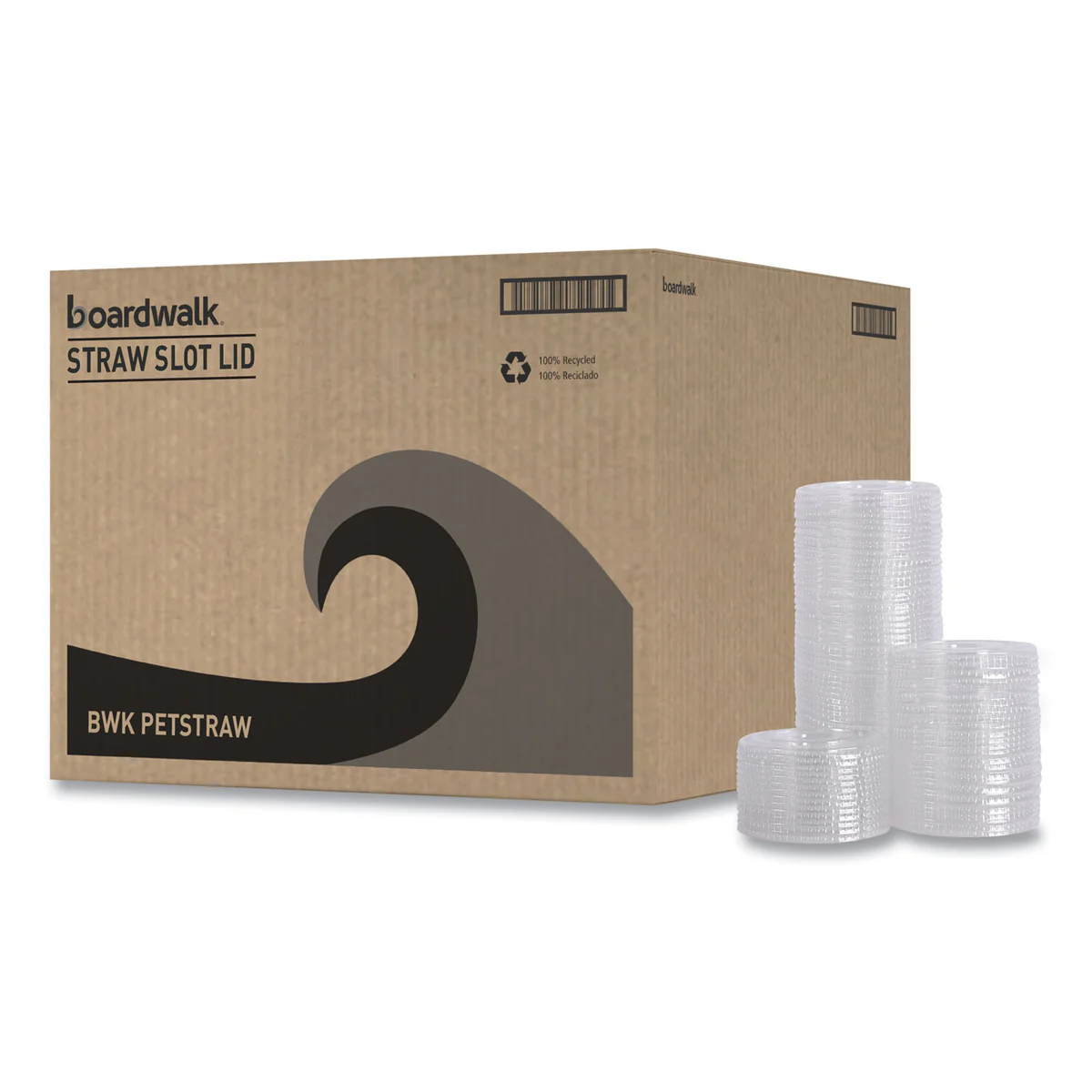 Boardwalk® PET Cold Cup Lids, Fits 14 oz to 24 oz Cold Cups, Plastic, Clear, 100/Sleeve, 10 Sleeves/Carton - Image 2