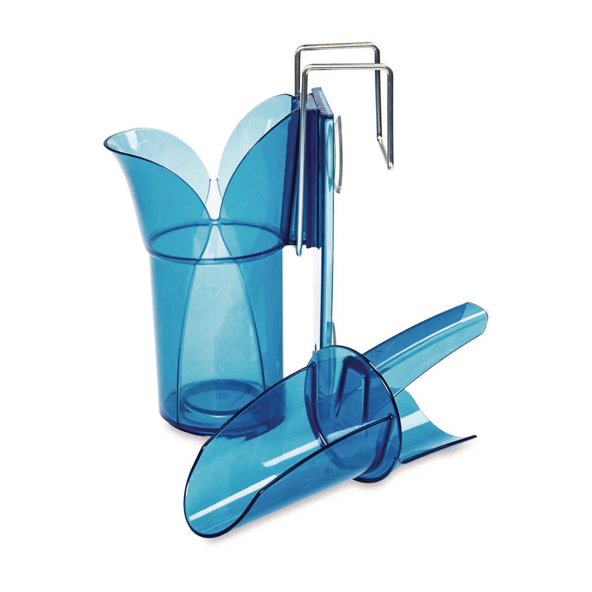 San Jamar® Saf-T-Scoop and Guardian System for Ice Machines, 12 oz to 16 oz Ice Scoop, Transparent Blue, 50/Carton - Image 2