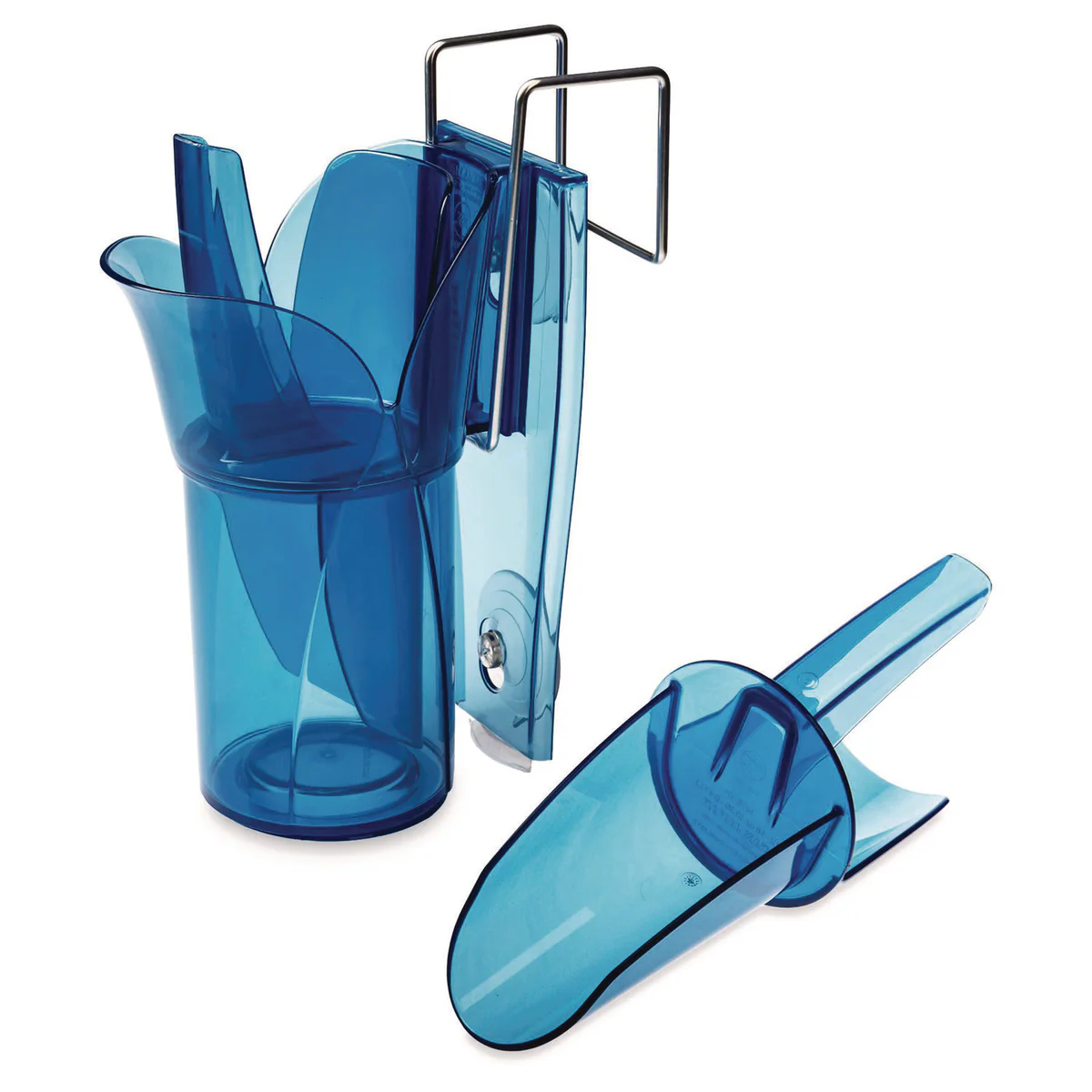 San Jamar® Saf-T-Scoop and Guardian System for Ice Machines, 12 oz to 16 oz Ice Scoop, Transparent Blue, 50/Carton - Image 3