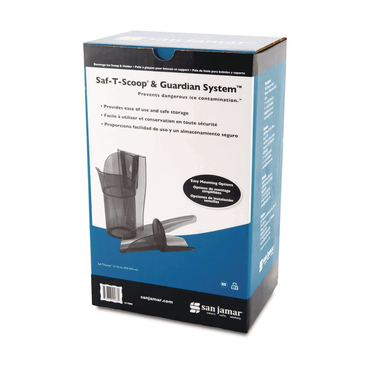 San Jamar® Saf-T-Scoop and Guardian System for Ice Machines, 12 oz to 16 oz Ice Scoop, Transparent Blue, 50/Carton - Image 6