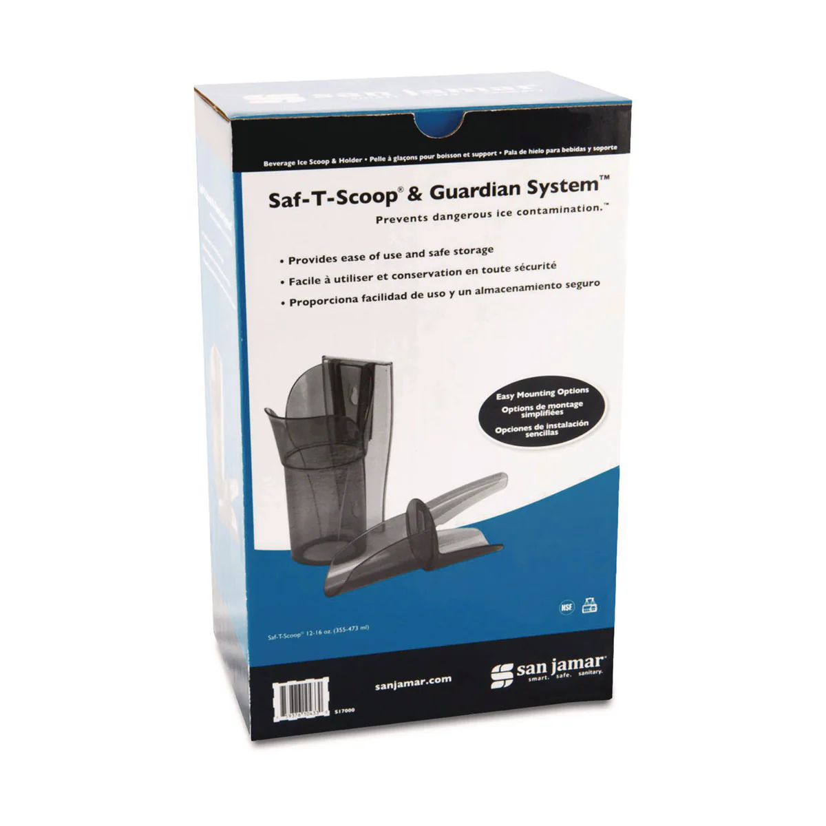 San Jamar® Saf-T-Scoop and Guardian System for Ice Machines, 12 oz to 16 oz Ice Scoop, Transparent Blue, 50/Carton - Image 7