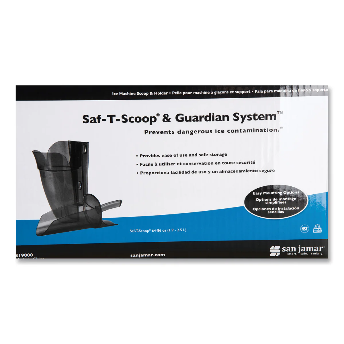 San Jamar® Saf-T-Scoop and Guardian System for Ice Machines, 12 oz to 16 oz Ice Scoop, Transparent Blue, 50/Carton - Image 9